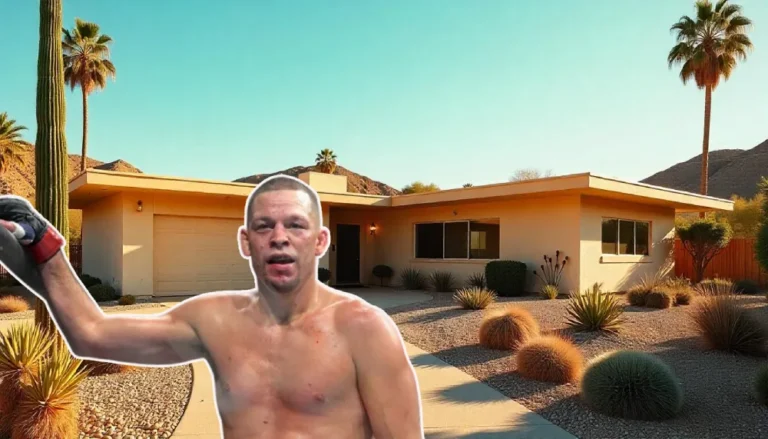 Front view of the modern and stylish Nate Diaz House featuring sleek architecture, spacious driveway, and lush landscaping reflecting his elite lifestyle.