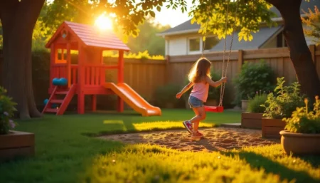 A bright and modern living room showcasing a Stylish Kid-Friendly Home Design with cozy furniture, playful decor, and safe elements perfect for families.
