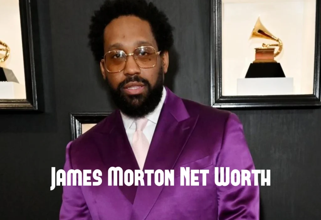 James Morton smiling with books and baking essentials in the background, representing his career success and wealth—james morton net worth.