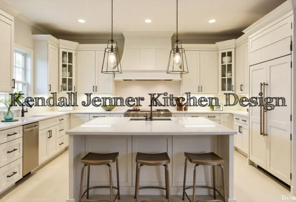 Elegant view of Kendall Jenner Kitchen Design showcasing modern cabinets, marble countertops, and chic decor in a warm, stylish layout.