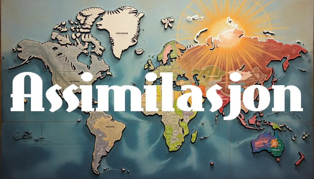 Illustration representing cultural blending and identity change, symbolizing the concept of "Assimilasjon" in society and daily life.