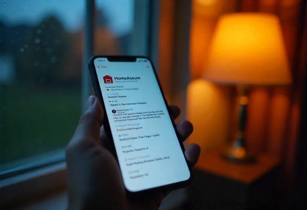 HomeAssure Reviews: What Real Customers Say in 2025 A homeowner reading HomeAssure reviews online to check customer experiences and home warranty service reliability in 2025.