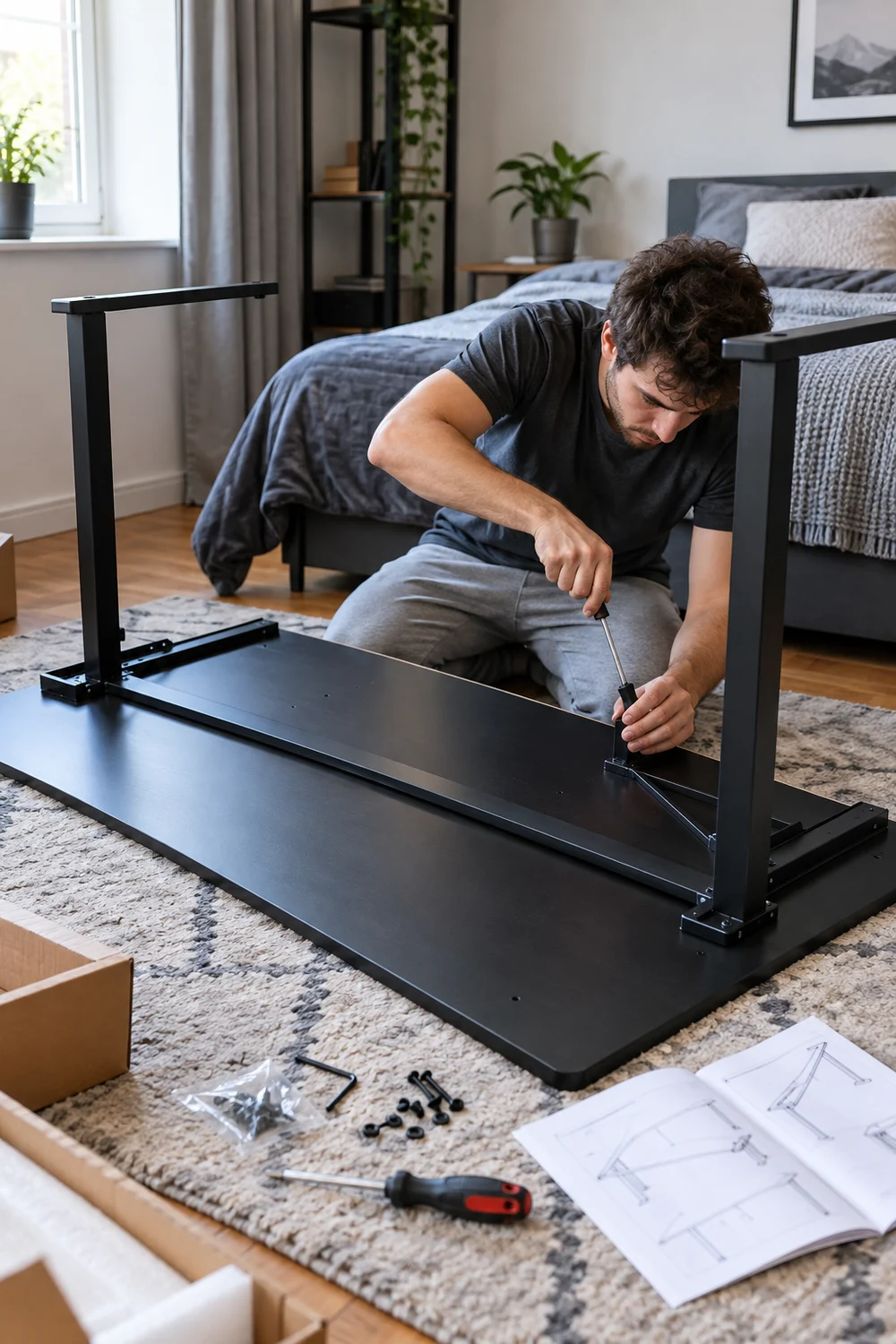 Assembling a sturdy affordable desk for a budget gaming room