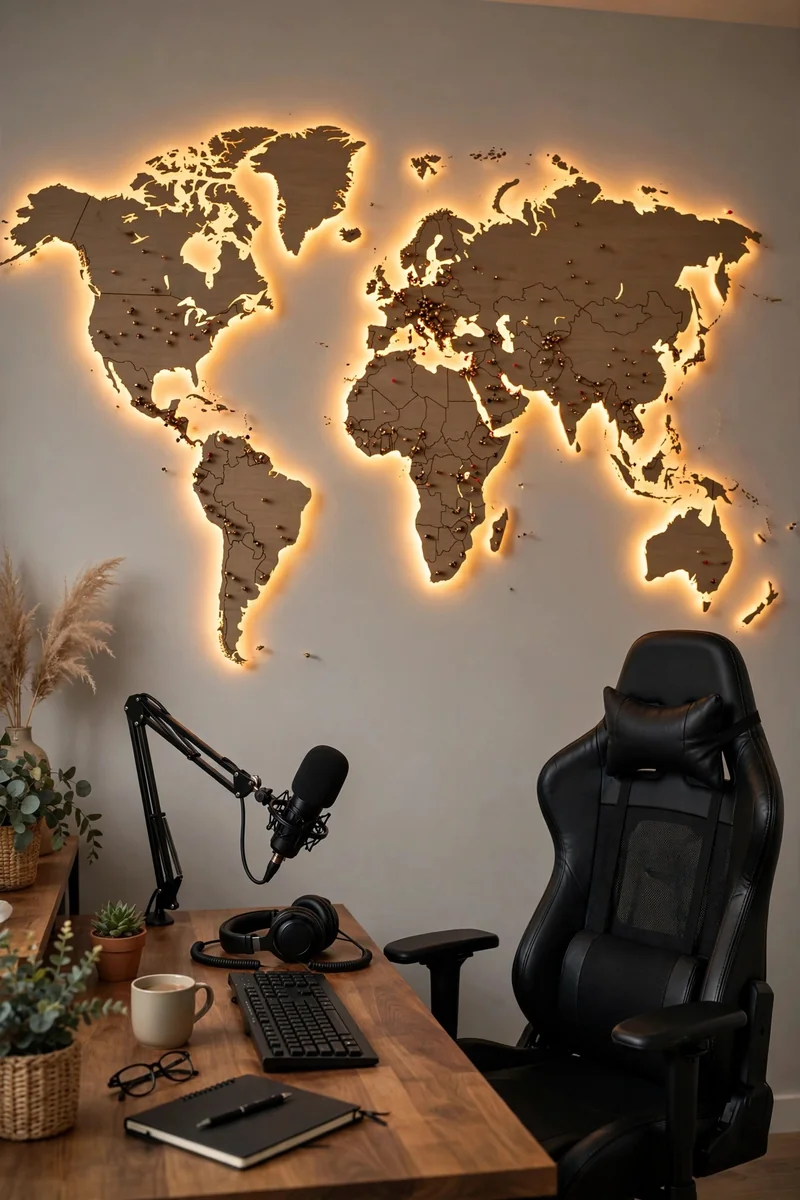Backlit world map as a streaming background