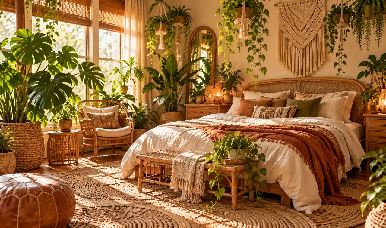 21 Boho Bedroom Ideas With Plants and Natural Textures