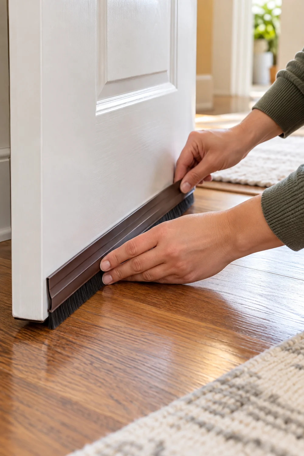 Installing an adhesive door sweep under a gaming room door
