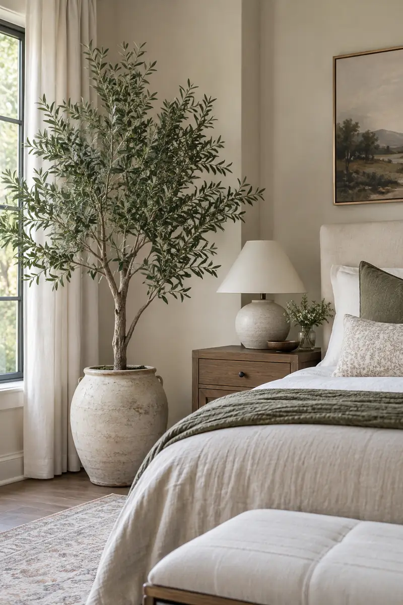 Artificial Greenery Bedroom Quality Faux Plant High-quality faux plant in a bedroom
