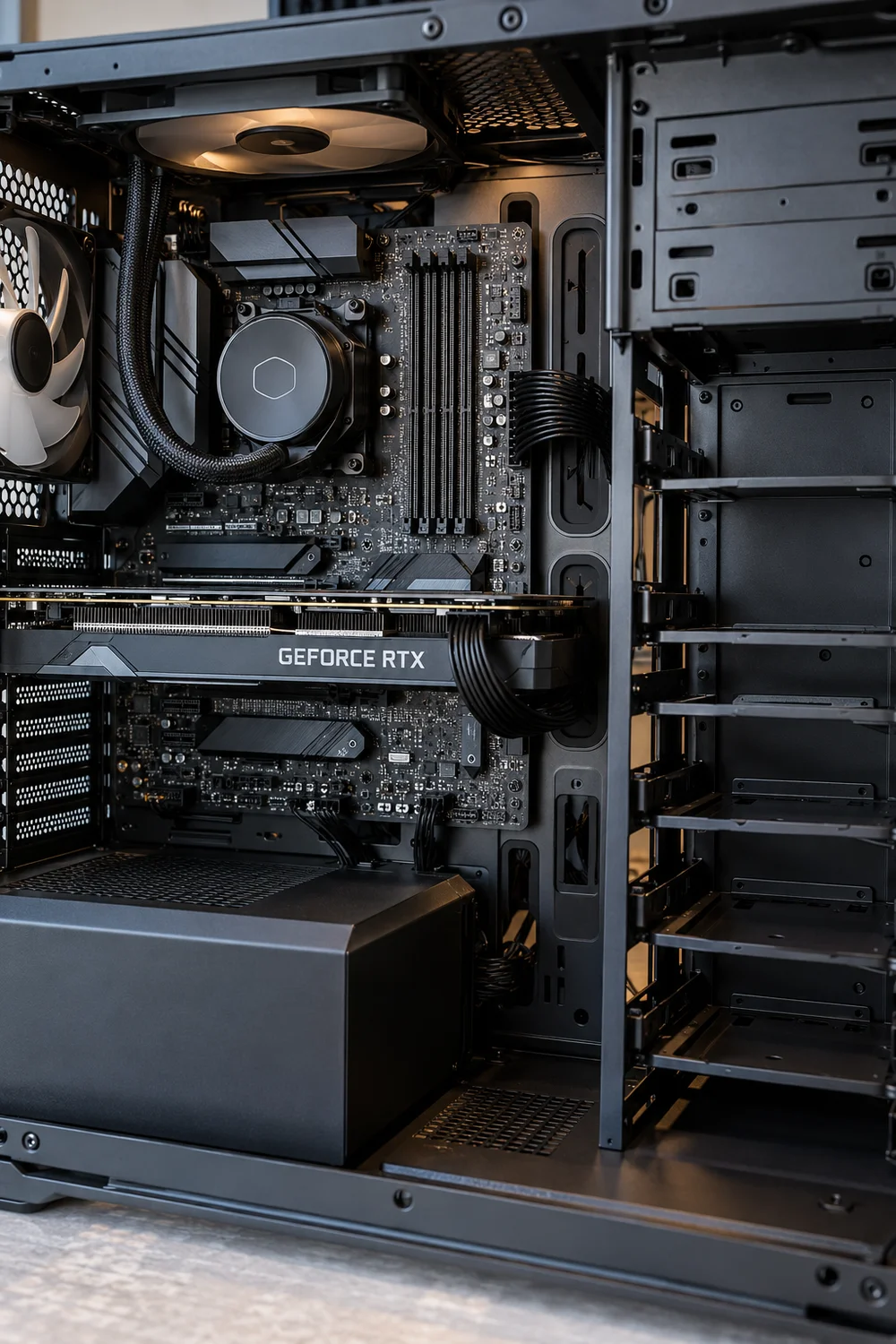 PC case interior with empty slots ready for future upgrades