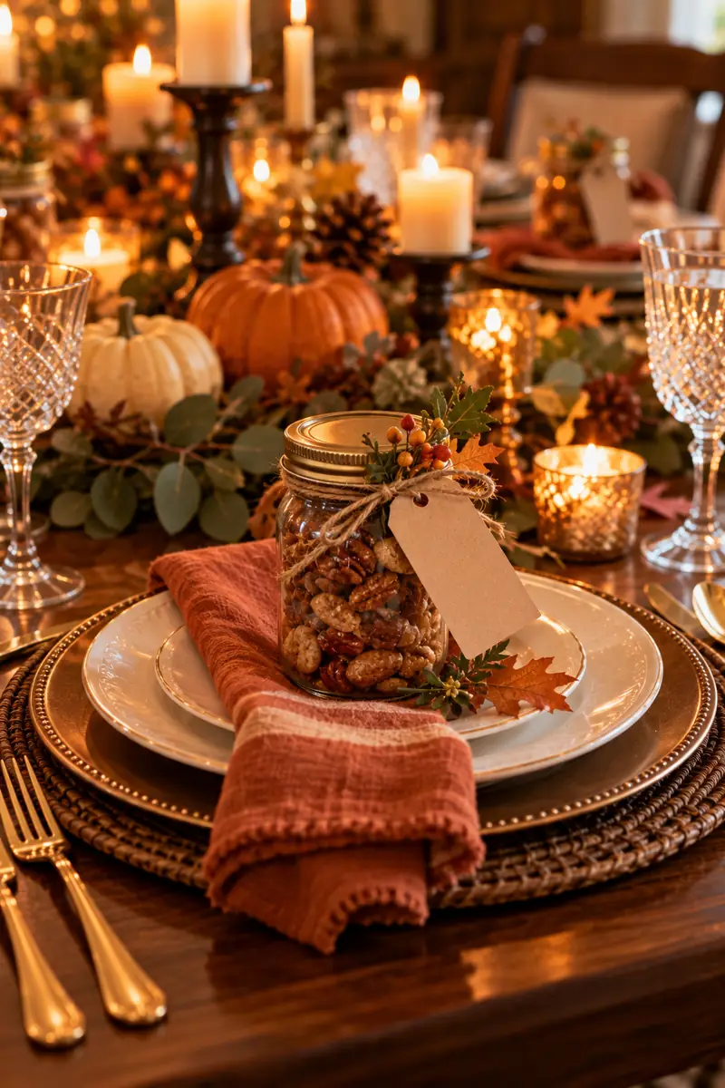 Thanksgiving Place Setting With Take-Home Favor Take-home favor at a place setting