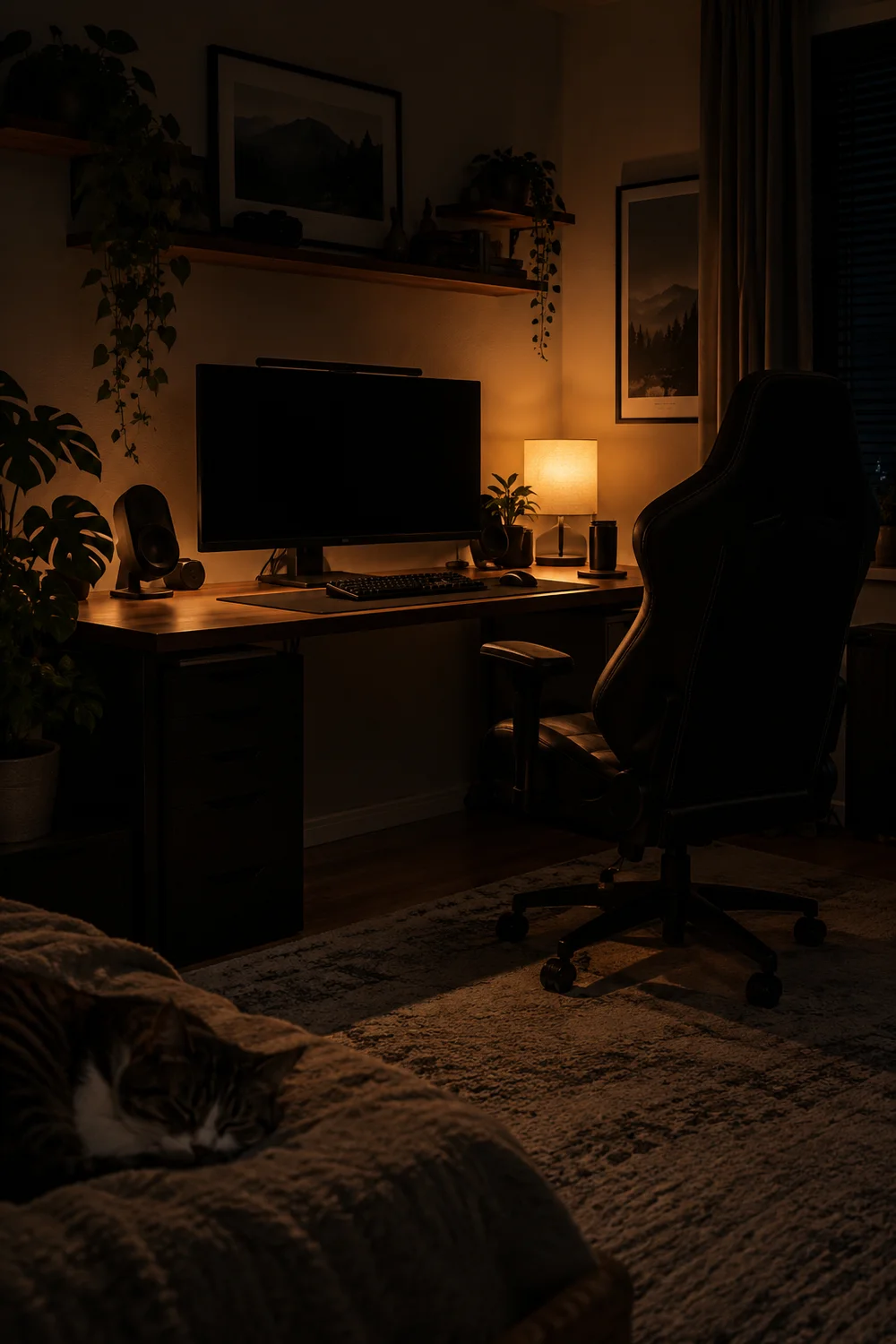 Gaming room in calm dark mode with RGB turned off