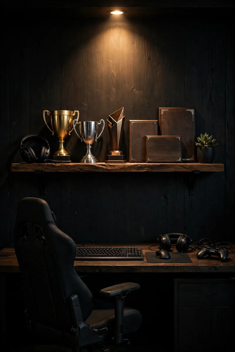Trophy shelf with spotlight as a streaming background